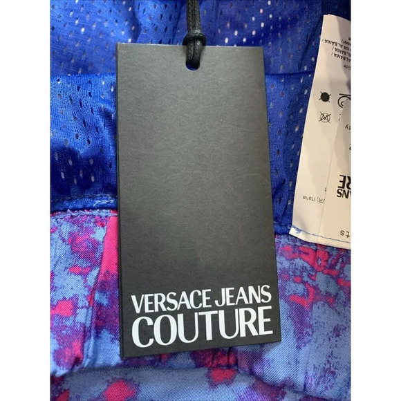Versace Jeans Couture Men's Blue Twill Panel Printed Shorts IT 48 US 32 NWT - Picture 8 of 15